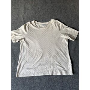 LL Bean Womens 1X Plus Polka Dot Short Sleeve‎ Crew Neck T-Shirt Top